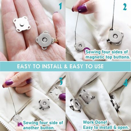 Magnetic Snap Buttons for Clothes Purse Handbag Sewing Craft (Silver) 13pcs variant image 4