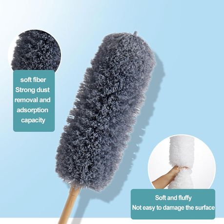 Microfiber Feather Duster Dusting Wand Cleaning Tool Bendable Head - Grey  variant image 2