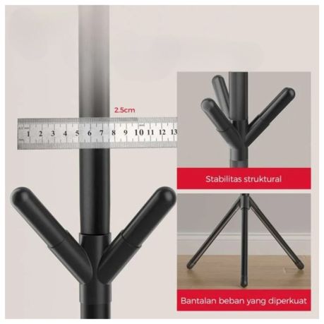 Multi-Hook Metal Coat & Hat Rack - 172cm variant image 5