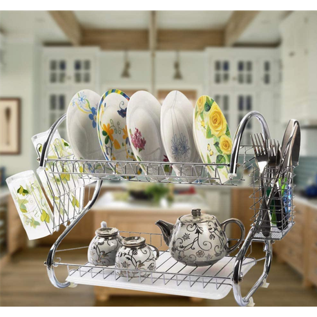 Multifunction S-Shaped Dual Layers Dish Drying Rack Kitchen Collection variant image 4