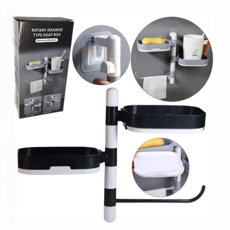 Multifunctional Rotating Soap Shelf- (Black & White) variant image 2