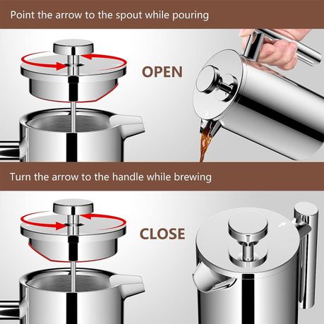 Ojees French Press Coffee Maker Double Wall Stainless Steel - 1000ml variant image 18