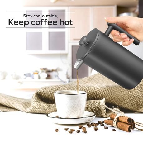 Ojees French Press Coffee Maker Double Wall Stainless Steel - 1000ml variant image 7