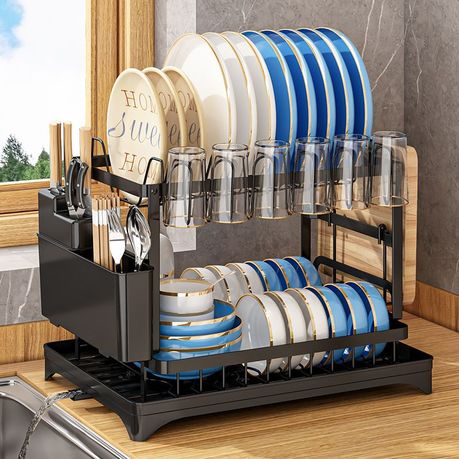 Ojees High Quality Elegant Design 2 Layer Free Standing Dish Drainer Rack variant image 3