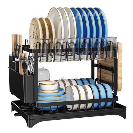 Ojees High Quality Elegant Design 2 Layer Free Standing Dish Drainer Rack variant image 4