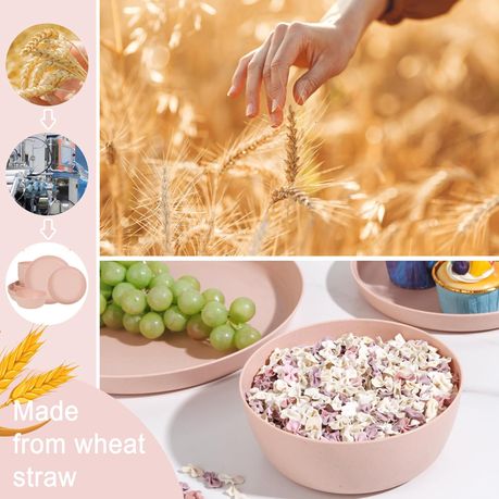 Ojees Homeware- 24 Piece Unbreakable Wheat Straw Dinnerware Set - Pink variant image 6