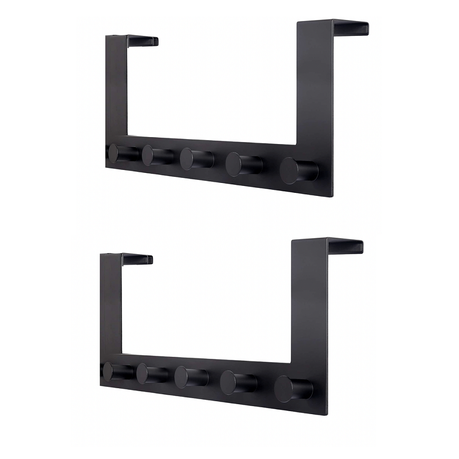 Ojees Homeware 5 Hook Matte Black Metal Door Hook - 2 Pack variant image 2