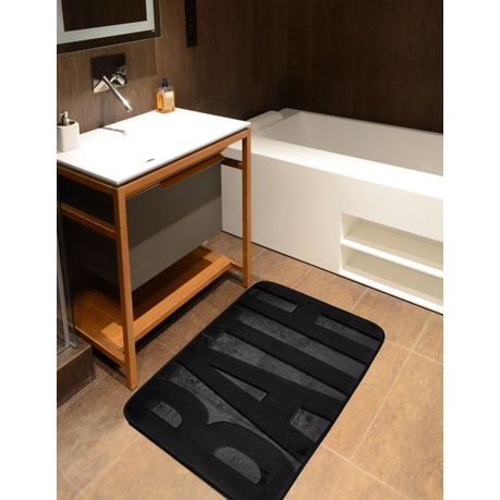 OJEES Smooth And Fancy Non-Slip Bath Mat - Black 75x45cm variant image 4