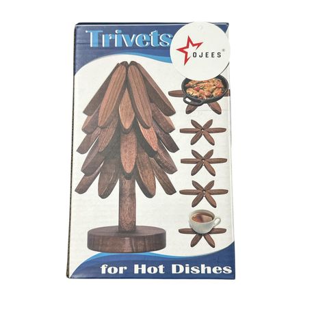 Ojees Wooden Trivets for Hot Dishes, Wooden Tree Trivet Set of 5 variant image 2