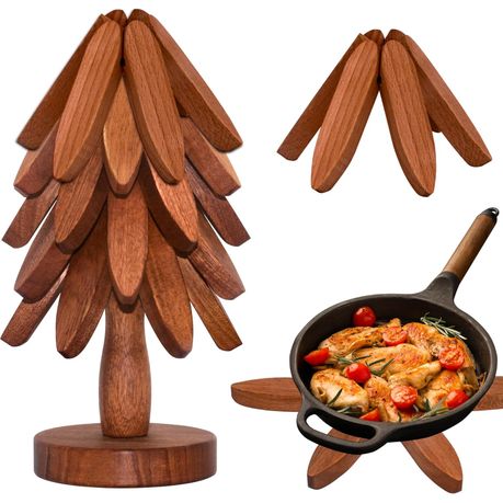 Ojees Wooden Trivets for Hot Dishes, Wooden Tree Trivet Set of 5 variant image 11