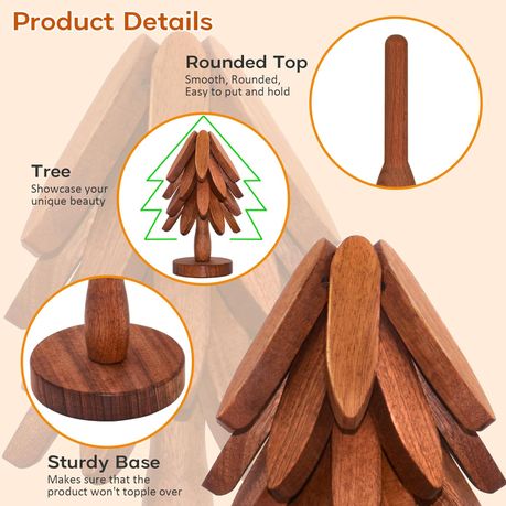 Ojees Wooden Trivets for Hot Dishes, Wooden Tree Trivet Set of 5 variant image 6