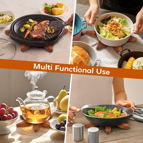 Ojees Wooden Trivets for Hot Dishes, Wooden Tree Trivet Set of 5 variant image 7