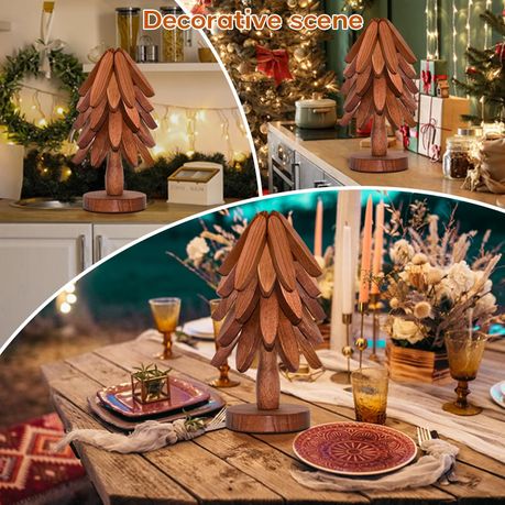 Ojees Wooden Trivets for Hot Dishes, Wooden Tree Trivet Set of 5 variant image 9