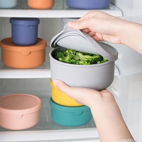 Round Keep Fresh Lunch Box - Silicone Lunch Box with Lid - 700ml - Yellow variant image 3