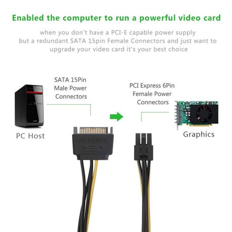 SATA Power Cable Adapter 15-pin to 6-pin Copper Cord variant image 2
