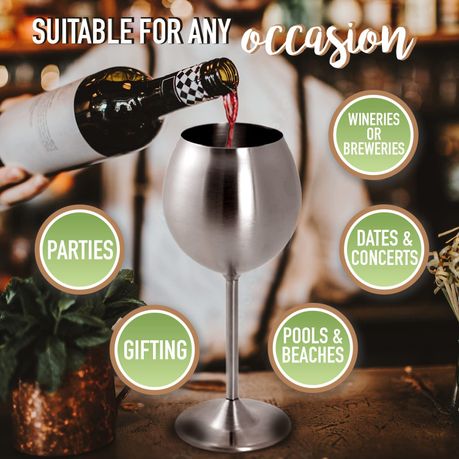 Set of 4 Stainless Steel Wine Glass variant image 2
