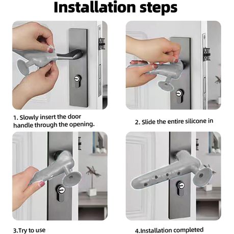 Silicone Door Handle Protective Cover With Suction Cup-Grey variant image 8