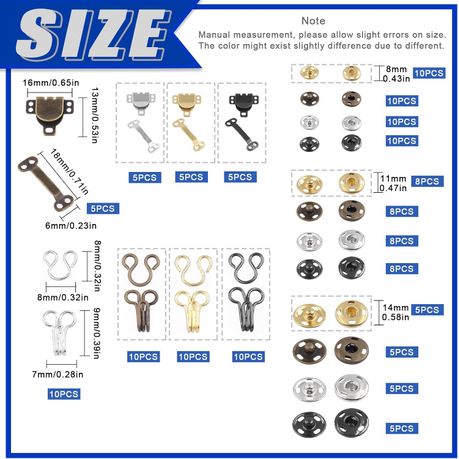 Skirt Hooks & Eyes Sewing Hook Button Kit For Skirt, Bra, Dress - 152 Piece variant image 2