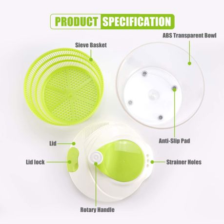 Smile mom Salad Spinner Vegetable Washer with Bowl Rotary Handle variant image 9