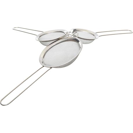 Stainless Steel Beverage Strainers Set Of 3 Different Sizes Silver variant image 2
