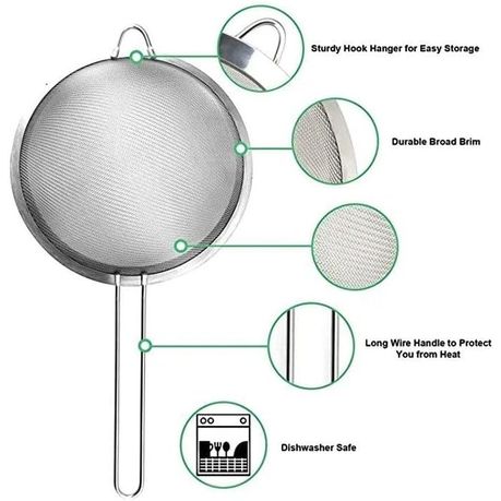 Stainless Steel Beverage Strainers Set Of 3 Different Sizes Silver variant image 3