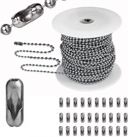 Stainless Steel DIY Ball Bead Chain 10M & 30 Connectors Clasps - Silver variant image 2