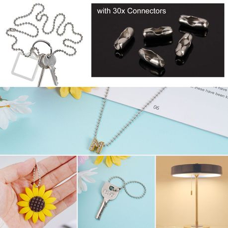 Stainless Steel DIY Ball Bead Chain 10M & 30 Connectors Clasps - Silver variant image 6
