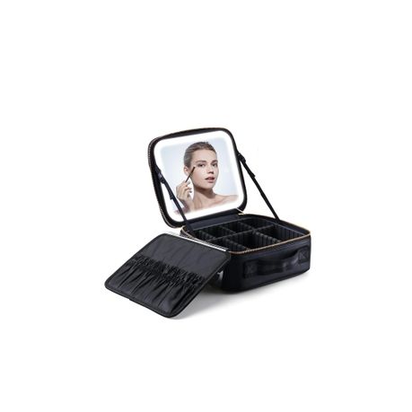 Travel Makeup Bag With LED Mirror, Cosmetic Train Case variant image 2