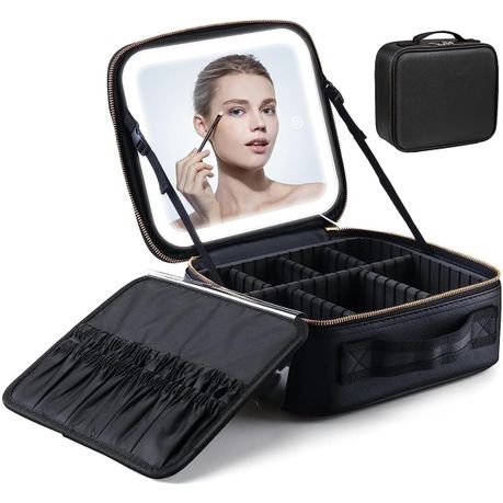Travel Makeup Bag With LED Mirror, Cosmetic Train Case variant image 3