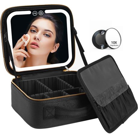 Travel Makeup Bag With LED Mirror, Cosmetic Train Case variant image 4