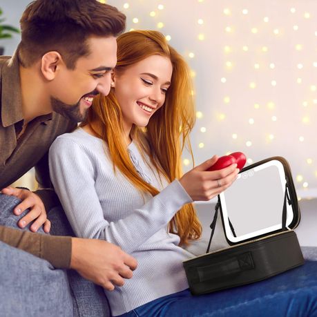 Travel Makeup Bag With LED Mirror, Cosmetic Train Case variant image 5