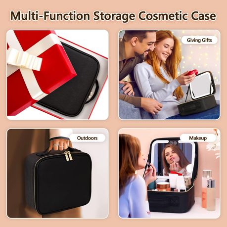 Travel Makeup Bag With LED Mirror, Cosmetic Train Case variant image 6