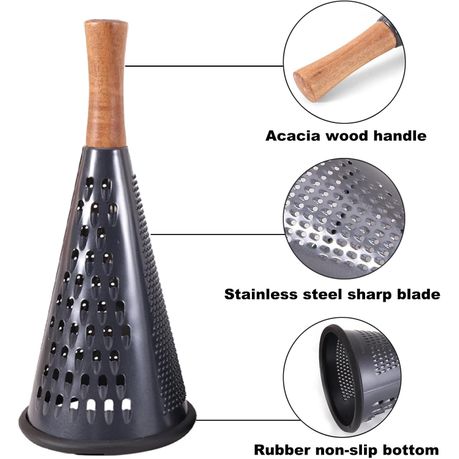 Triple Function Wood Handle Shredder Non-Slip Rubber Bottom Hand Held variant image 2