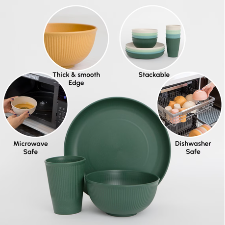 Unbreakable Reusable Dinnerware Set - 18 Piece - Green variant image 2