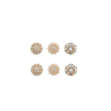 Women's Rhinestone Button Covers - 3 Styles - Gold - 6 Piece Set variant image 2