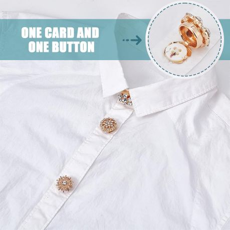 Women's Rhinestone Button Covers - 3 Styles - Gold - 6 Piece Set variant image 3