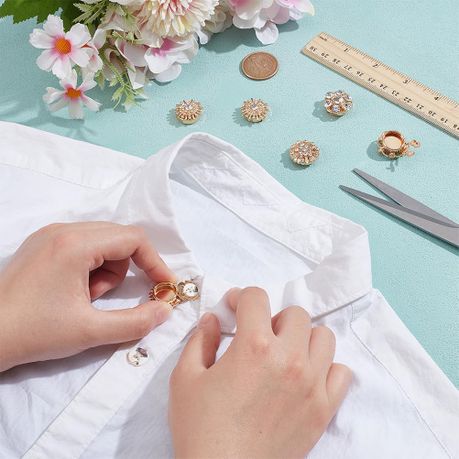 Women's Rhinestone Button Covers - 3 Styles - Gold - 6 Piece Set variant image 4