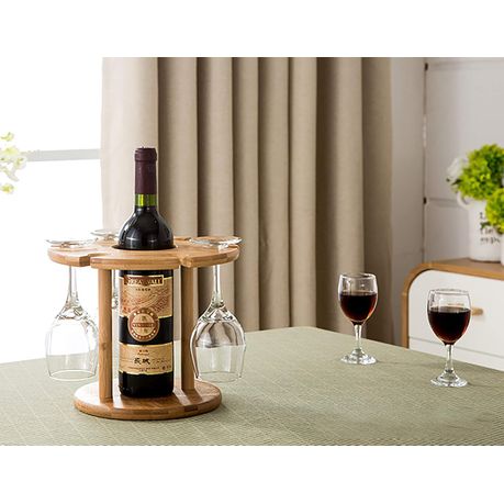 Wooden Wine Bottle Storage Holder for Kitchen, Bar, Cabinets Holds 6 Glass variant image 5